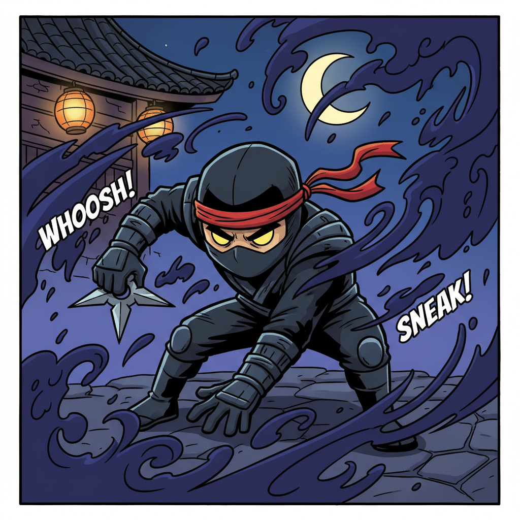 Sneaky ninja with sword