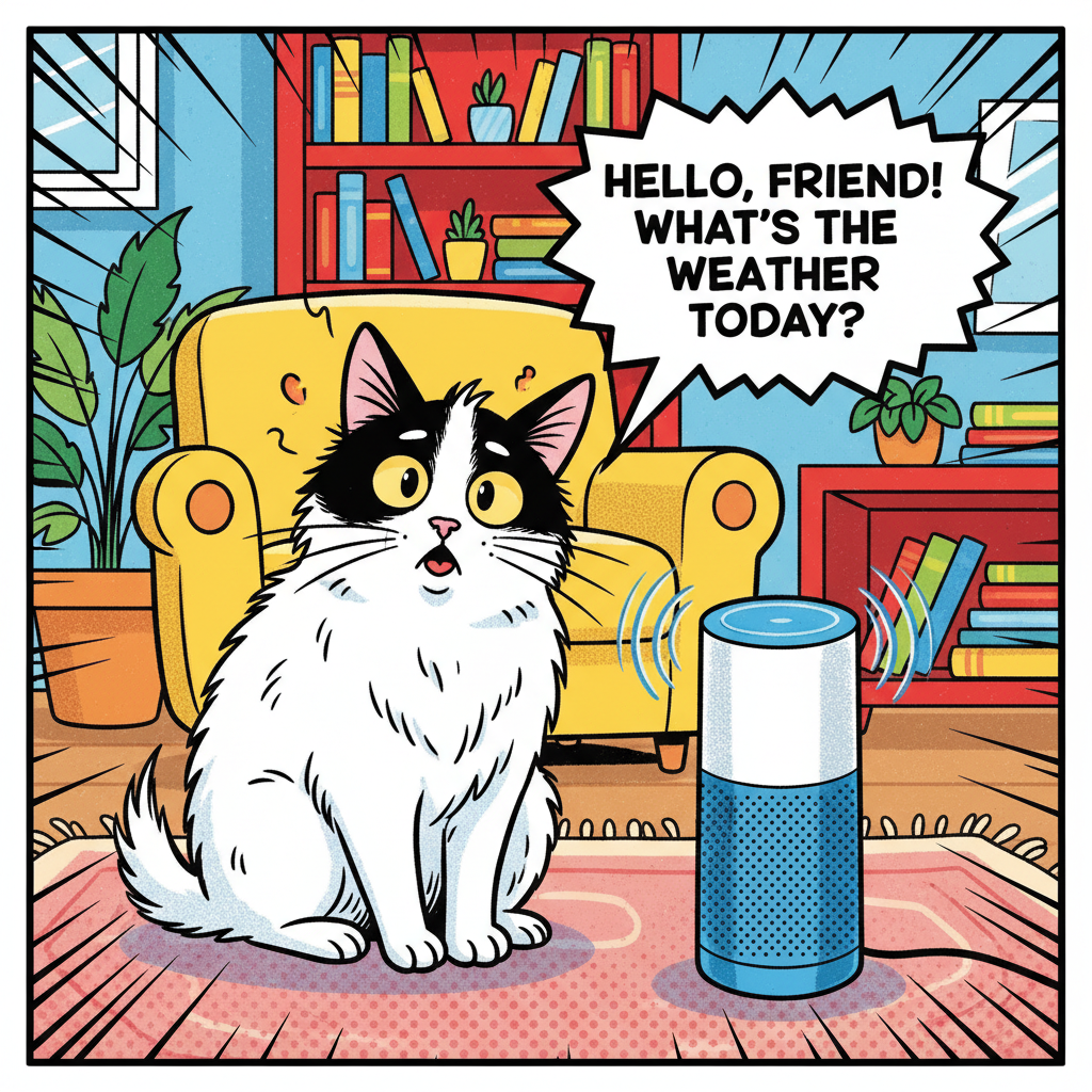 Bucky confused by Alexa