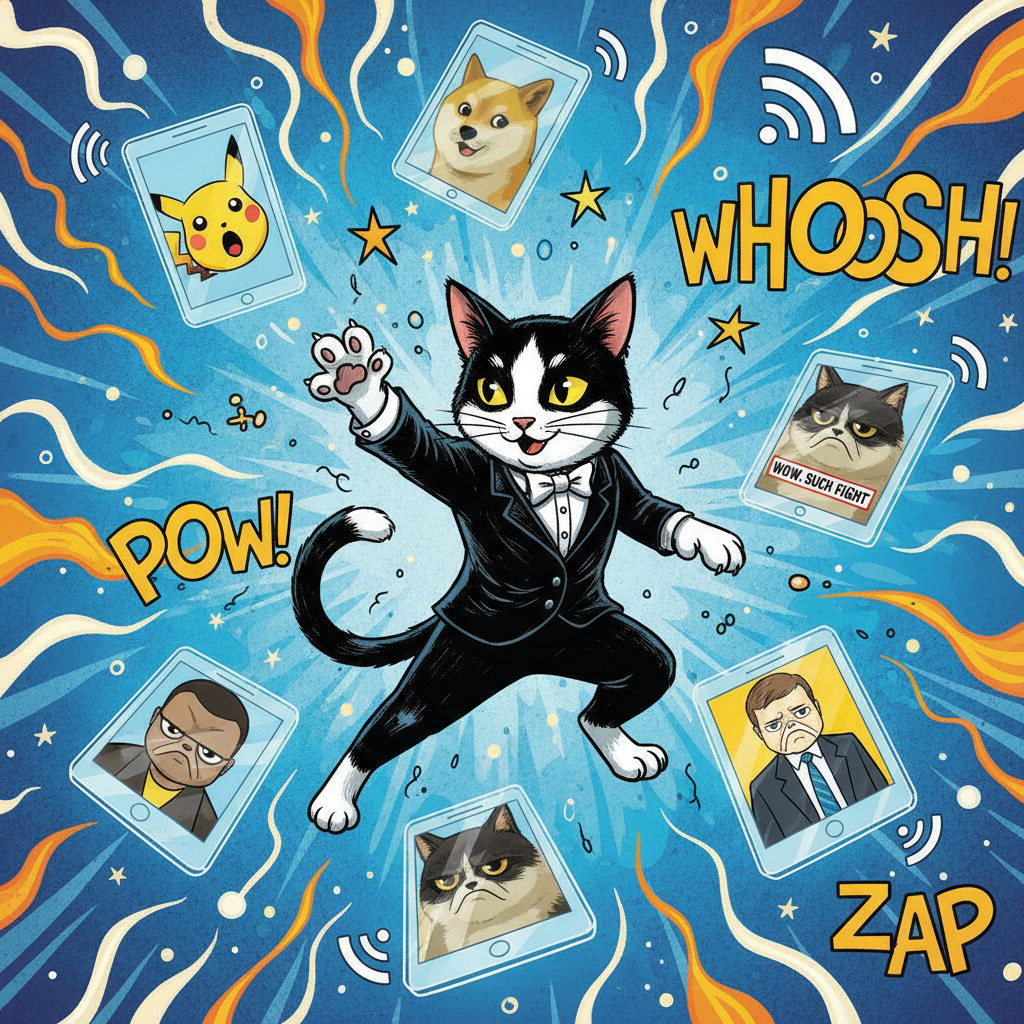 Bucky swatting at screens