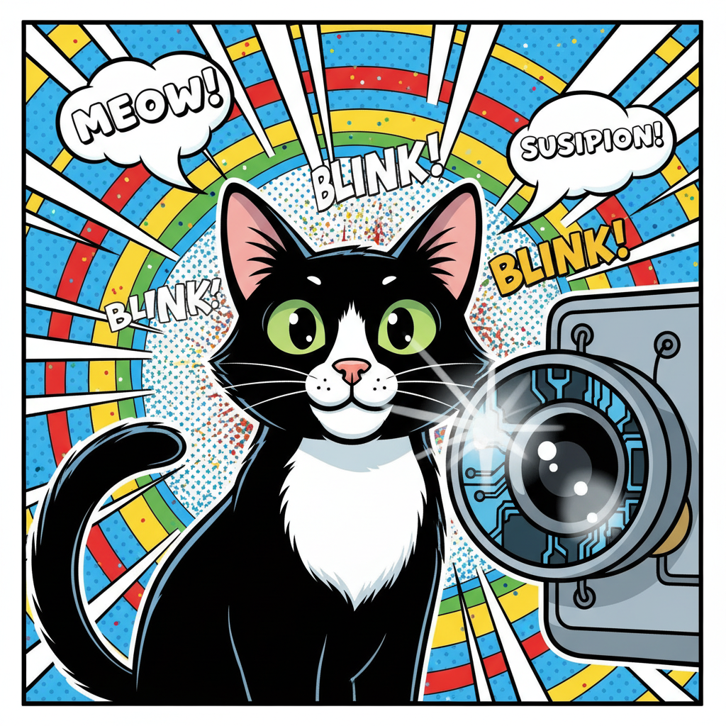 Bucky staring directly into the camera