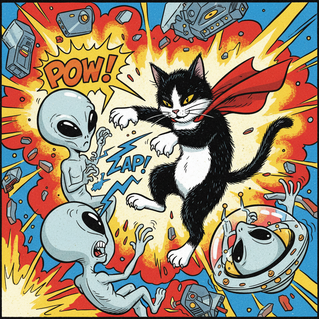 Bucky fighting aliens