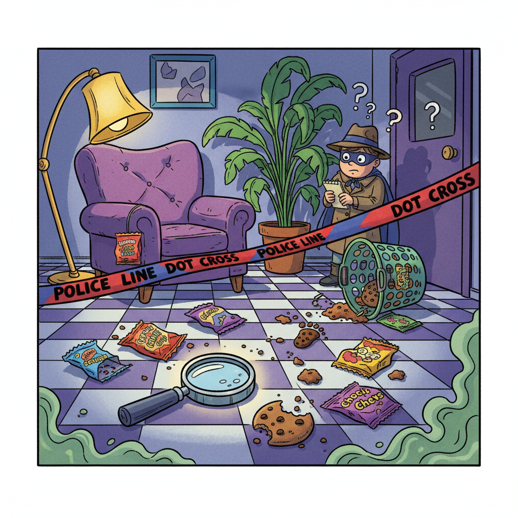 Crime scene with empty wrappers