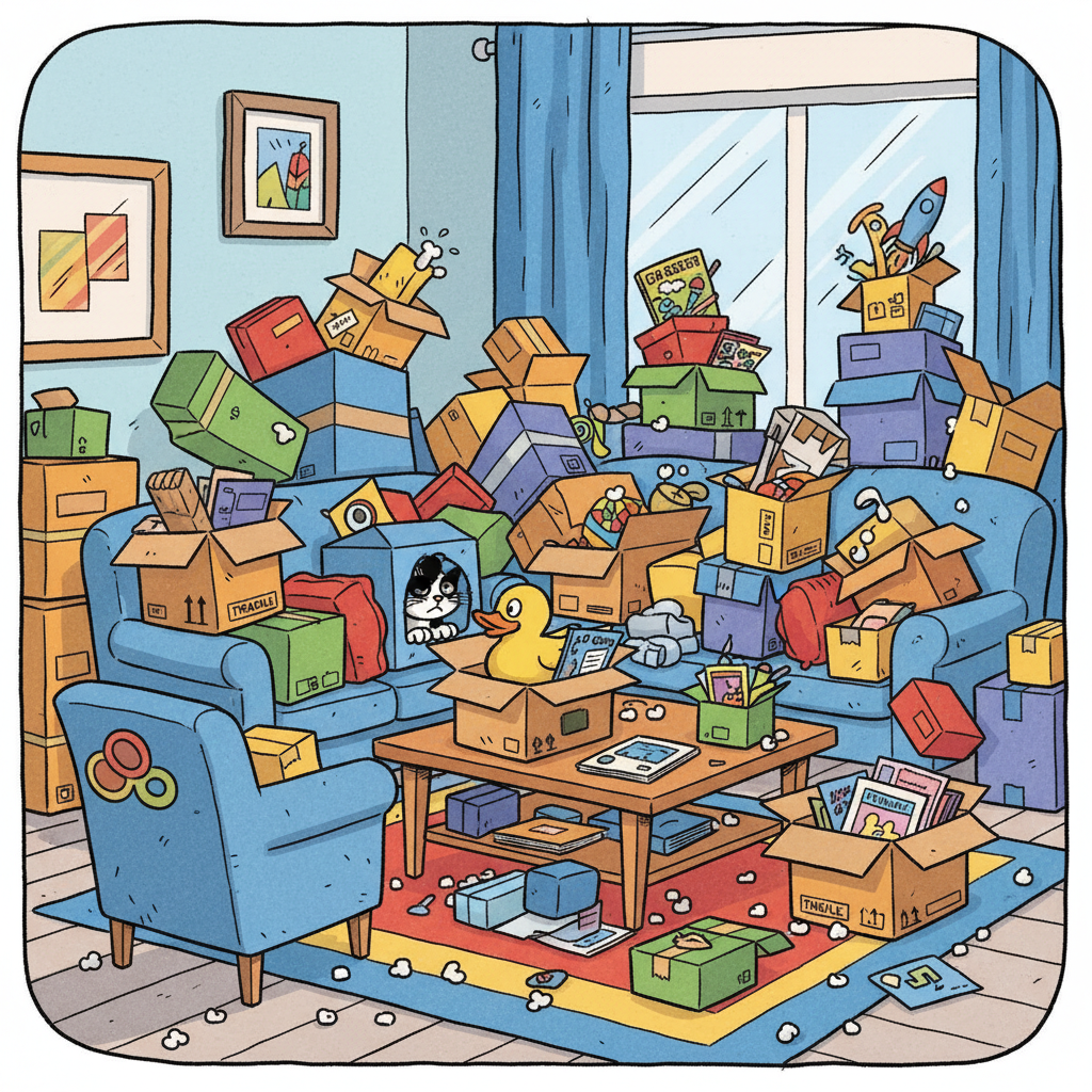 Huge pile of delivery boxes