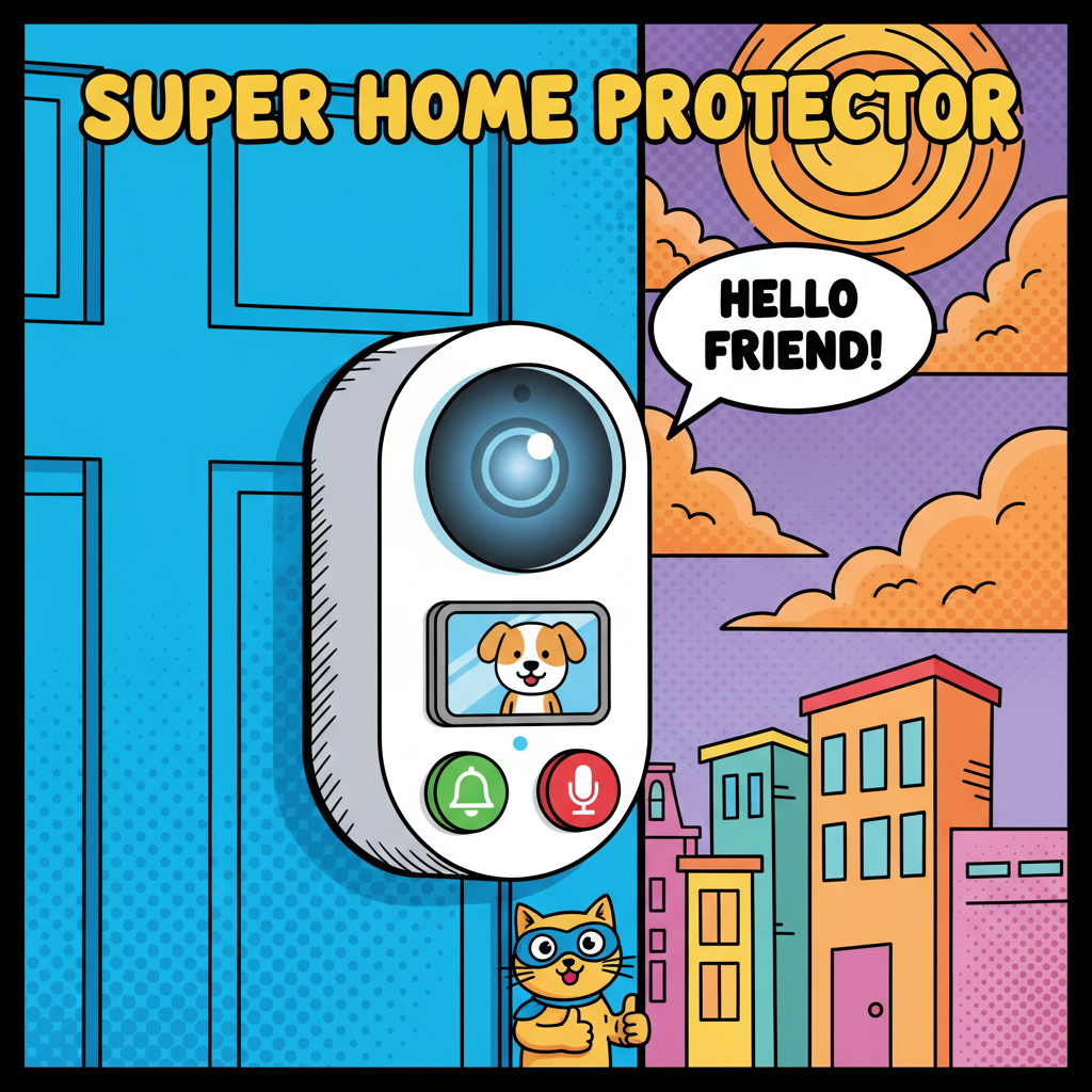 Smart doorbell camera on the door