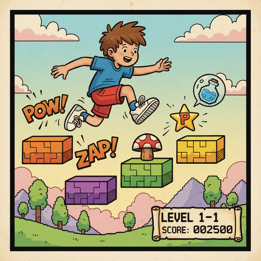 Oliver standing in the pixelated game world